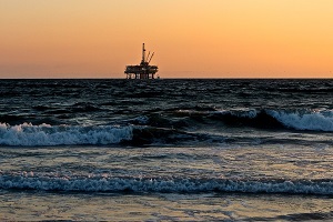 Oil rig out at sea
